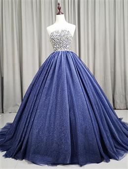 Picture of Gorgeous Blue Ball Gown Sweet 16 Party Dresses, Blue Handmade Formal Gown